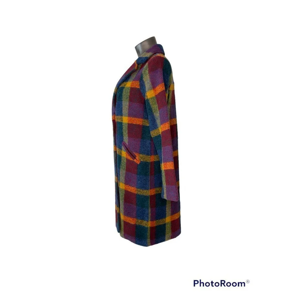 *SOLD* Rachel Zoe Women’s Plaid Coat Multicolor Size Small NWT. Wool long winter - Picture 3 of 7